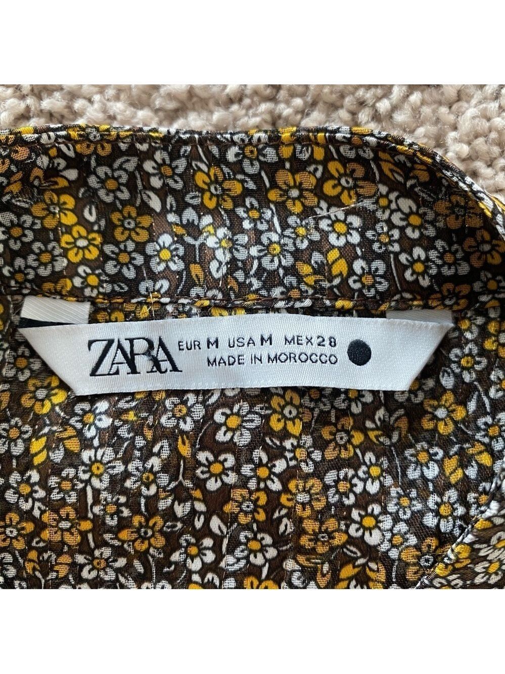 Zara Floral Print Dress Size M Balloon Sleeves Delicate Semi Sheer Lined - Picture 10 of 16